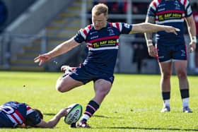 AIM, FIRE: Doncaster Knights' Alex Dolly had his sights set correctly, kicking four conversions in the win over London Scottish. Picture Tony Johnson