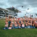 The cheeky photo shoot took place at Doncaster Racecourse. Photo credit Sophia Landells Creative