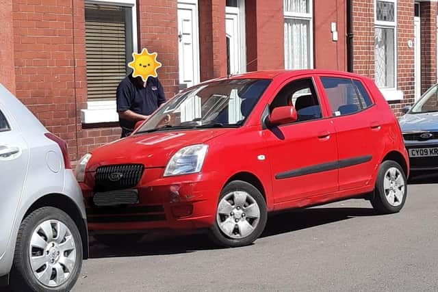 Officers had a near miss with a red Kia Picanto