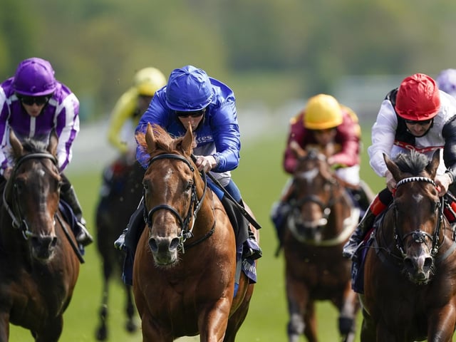 Hurricane Lane (pictured centre), owned by Godolphin and trained by Charlie Appleby, was one of the stars of last term, winning the Irish Derby and St Leger and finishing third in both the Derby and the Arc. His return to the track is eagerly awaited in Saturday's Hardwicke Stakes when the drop to Group Two level should be right up his street. (PHOTO BY: Alan Crowhurst/Getty Images)