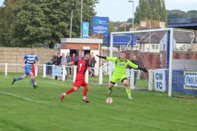 Armthorpe's matchwinner Sean Dickinson in action against Glasshoughton Welfare. Photo: Steve Pennock