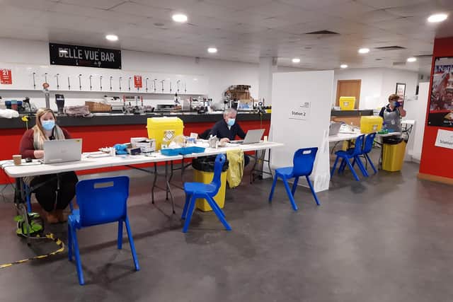 One of Doncaster's vaccination centres at the Keepmoat Stadium