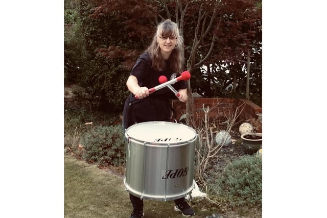 Julie Arnold drumming