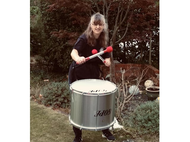 Julie Arnold drumming