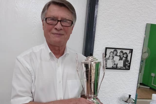 Derek Williams, with the Doncaster Memorial Trophy he won in 1971.