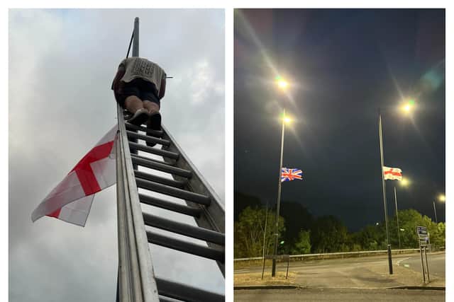 England and Union flags have been put up at several locations across Doncaster.