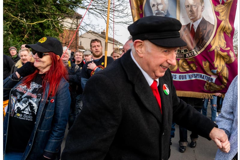 Arthur Scargill was all smiles on his visit to Doncaster.