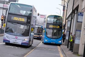 Buses on the streets of Sheffield. Plans have been agreed which which South Yorkshire leaders believe will transform public transport, cap fares and bring in free travel for youngsters.