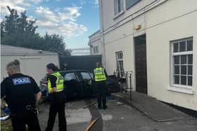 A car smashed into the side of The Indus restaurant in Doncaster.