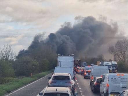 The A1 has been closed in both directions due to a vehicle fire this morning.