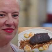Contestant Claire and (inset) her sweet and savoury dish.