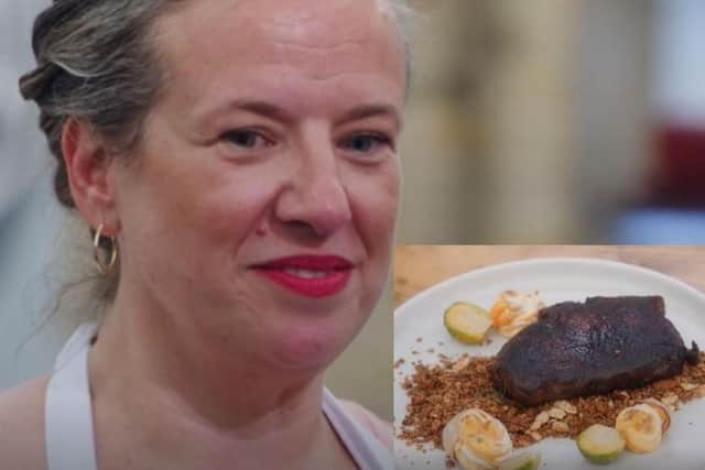 Contestant Claire and (inset) her sweet and savoury dish.