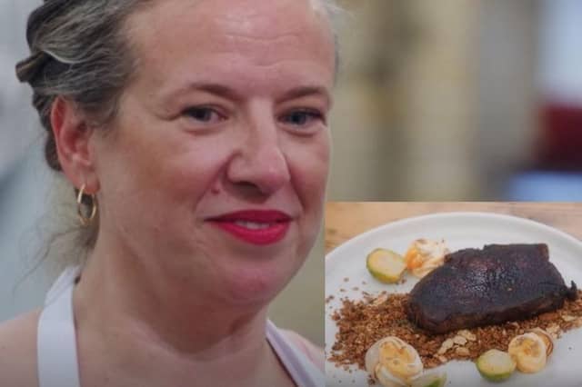 Contestant Claire and (inset) her sweet and savoury dish.