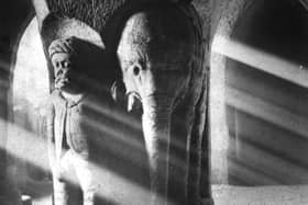 The tunnels were full of carvings and sculptures such as this one.