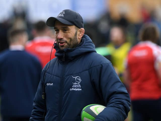 Happier times: Steve Boden coaching Doncaster Knights at Castle Park in a game last month before his sudden decision to quit last week. (Picture: Jonathan Gawthorpe)