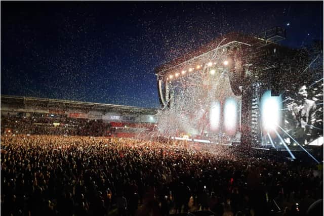 The Killers delivered a storming set as they performed at Doncaster's Eco Power Stadium.