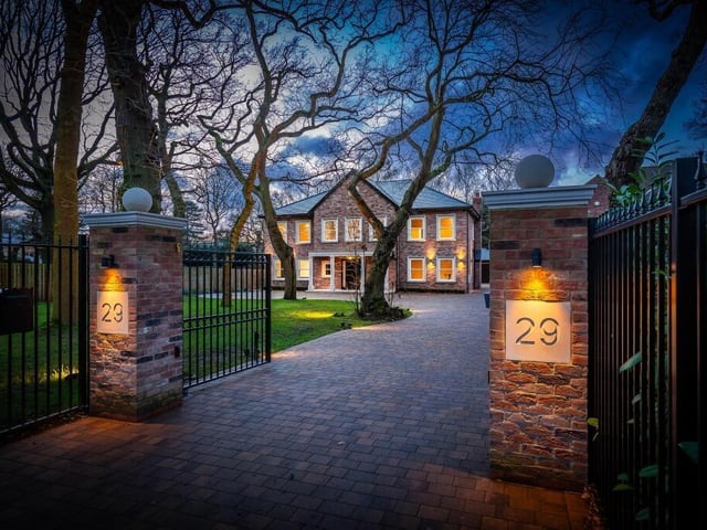 A front view from the gateway of the imposing six-bedroom property.