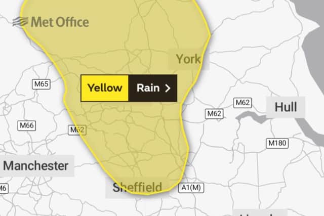 Yellow warning for rain.