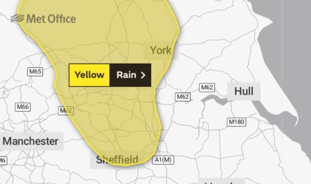 Yellow warning for rain.
