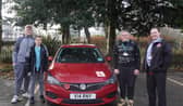 Students Alfie Davies, Andrii Chyzh and Jack Grice with driving instructor, James Varney.