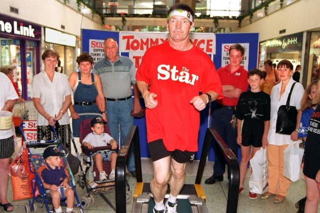 Tommy Joyce ran a maratan on  a treadmill inside the Frenchgate in 1997.