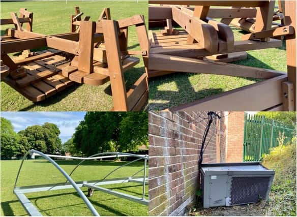Yobs carried out a trail of destruction at Warmsworth Cricket Club.