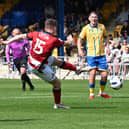 Picture Howard Roe/AHPIX LTD; Football, SkyBet;League One ; 
Mansfield Town v Doncaster Rovers ;
9/8/2025  3.00 pm; One Call Stadium; 
Doncasters'  Harry Clifton has shot at goal
