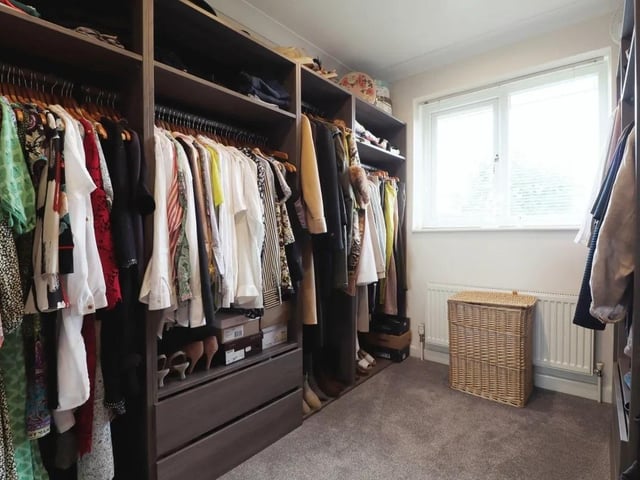 A furnished dressing room.