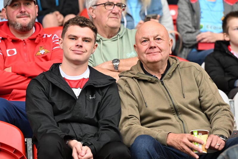 Doncaster Rovers fans watch the win over Gillingham.