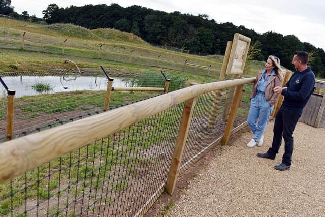 BBC Countryfile presenter Helen Skelton was able to get close to the animals as she previewed the parks summer expansion at Yorkshire Wildlife Park.