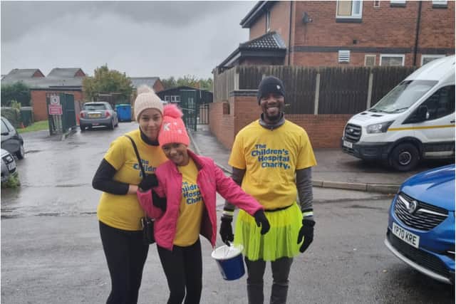 Izabella and her family braved wet and windy weather to walk 14 miles from Mexborough to Sheffield.