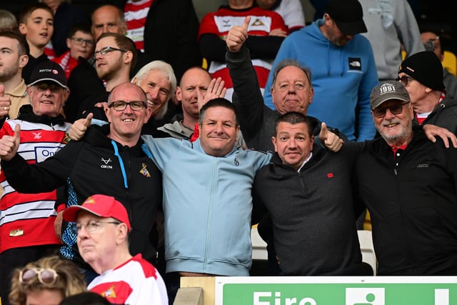 Rob Street hit a first-half brace to secure the League Two title for Doncaster Rovers on the final day of the season to the delight of these fans.