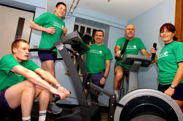 Who can you spot working out in these retro gym pictures?