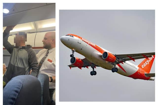 The man was hauled off the Easyjet flight to Tunisia after the plane was diverted to Sardinia in a mid-air drama.