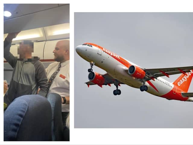 The man was hauled off the Easyjet flight to Tunisia after the plane was diverted to Sardinia in a mid-air drama.