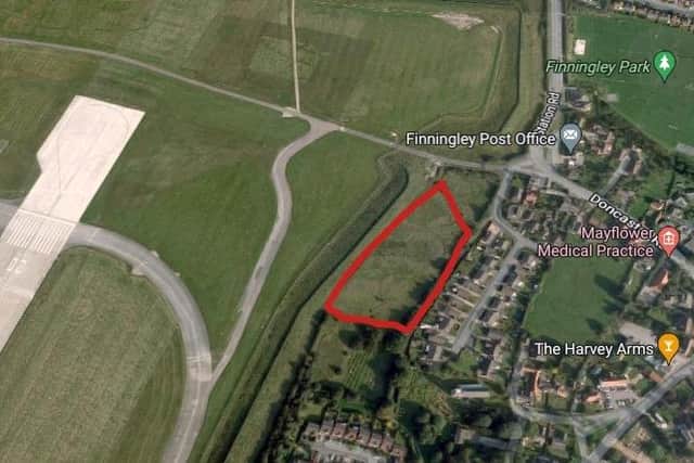 The area outlined for 33 homes along the Doncaster Sheffield Aiport boundary fence