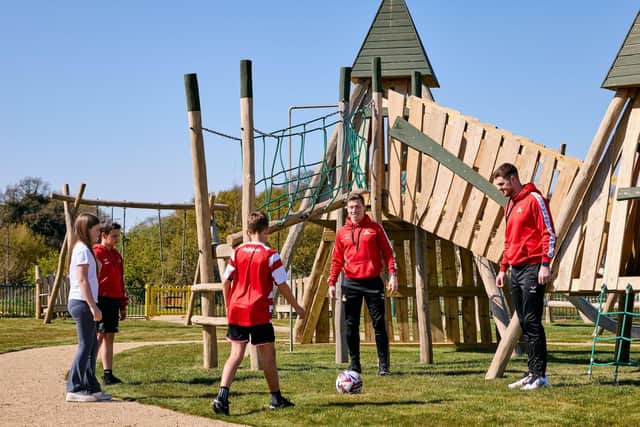 DRFC players Harry and Ian, have a kick about at Westmoor Grange, Armthorpe.