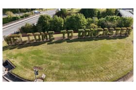 The huge 'Welcome to Doncaster' sign in Warmsworth.
