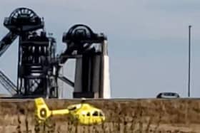 The air ambulance has landed at the scene near to Hatfield Colliery.