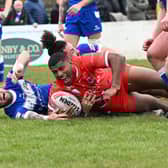 Joe Lovodua scores for the Dons. Picture via @Doncaster_RLFC