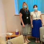 Hospital staff with the donated furniture