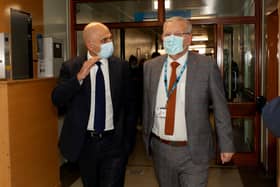 Sajid Javid on a visit to Doncaster Royal Infirmary alongside Doncaster & Bassetlaw NHS Foundation Trust chief executive Richard Parker.