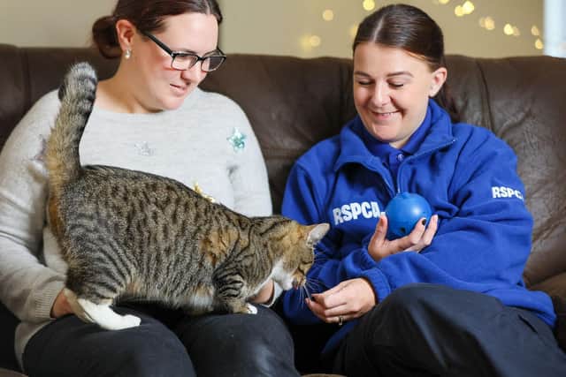 Rachel is pictured right visiting Freya in her new home.