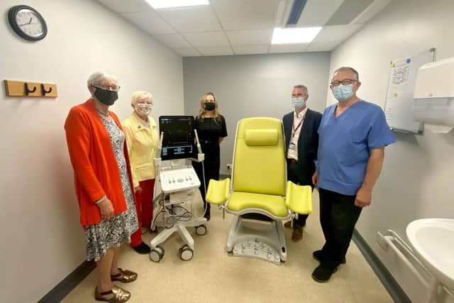 The new ultrasound detection machine fought thanks to donations of £142,00 from Doncaster Cancer Detection Trust .