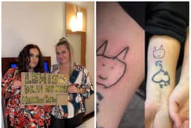 Shannon and Lauren got matching tattoos after singer Lewis Capaldi sketched out a design during a concert.