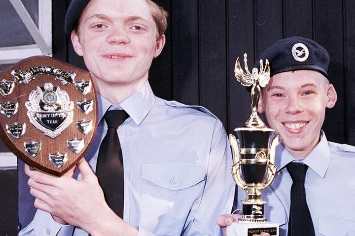 Armthorpe ATC cadet of the year Corporal Robert Buchan 18 (left) and recruit of the year, 14 years old Cadet Philip Talbot, July 1998