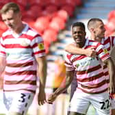 Doncaster's Kieran Agard celebrates his winning goal.