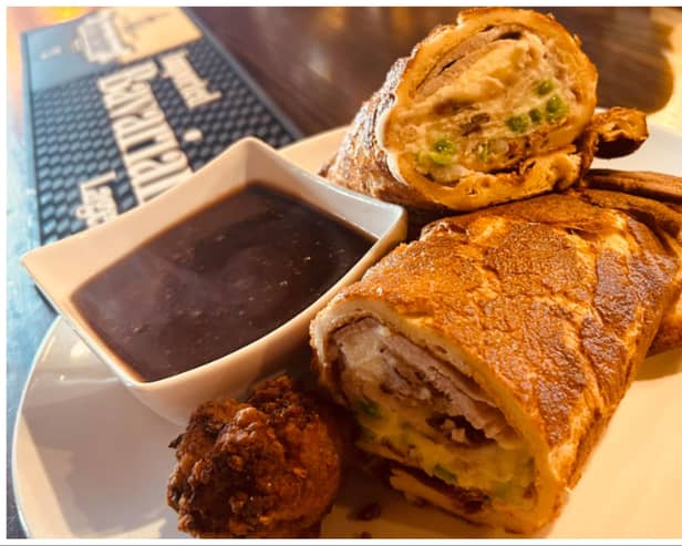 The Plough Inn at Snaith is serving up an entire Sunday dinner inside a Yorkshire pudding wrap.