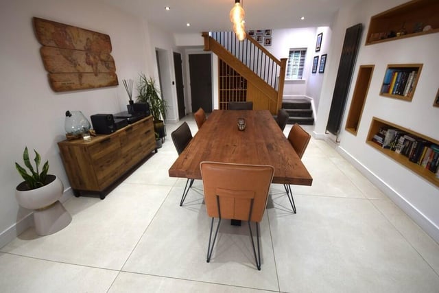 A spacious dining area is part of the open plan arrangement.