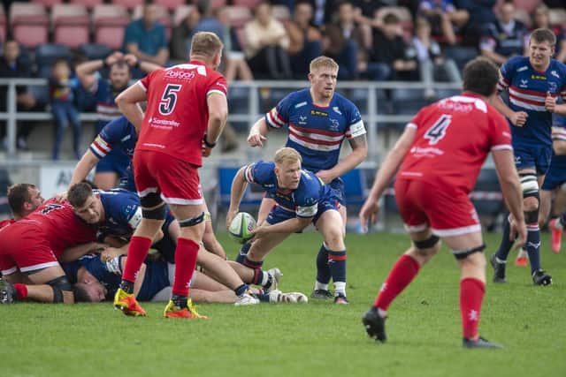 Doncaster Knights' Alex Dolly in action against Jersey. Picture: Tony Johnson